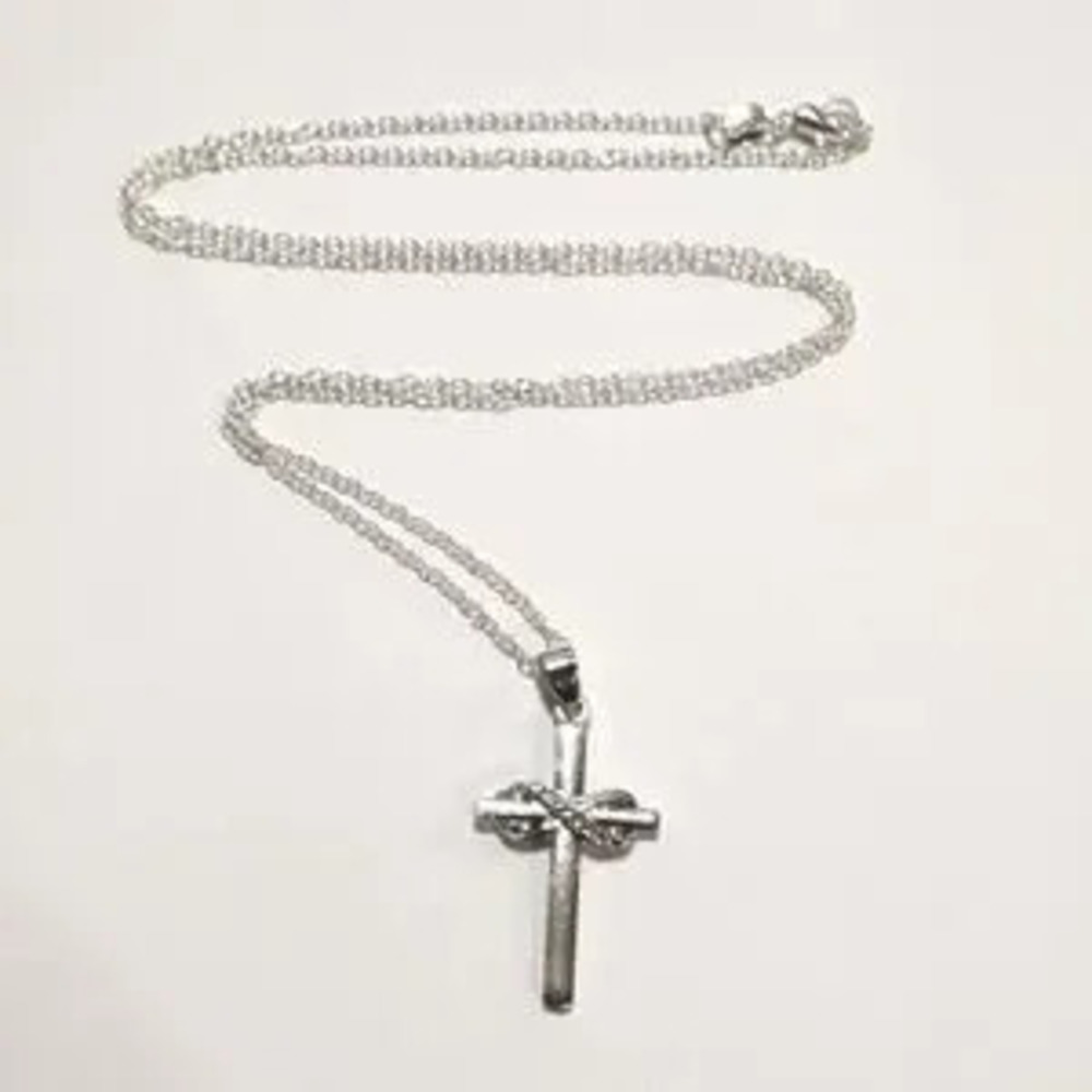 925 Silver Infinity Cross Necklace Christian Gemstone Crucifix Birthday Gift New